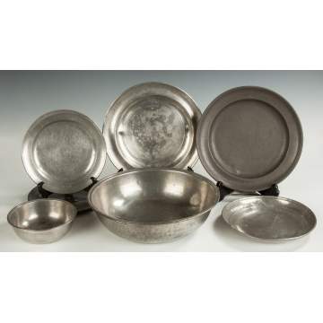 Group of Pewter Trays and Bowls