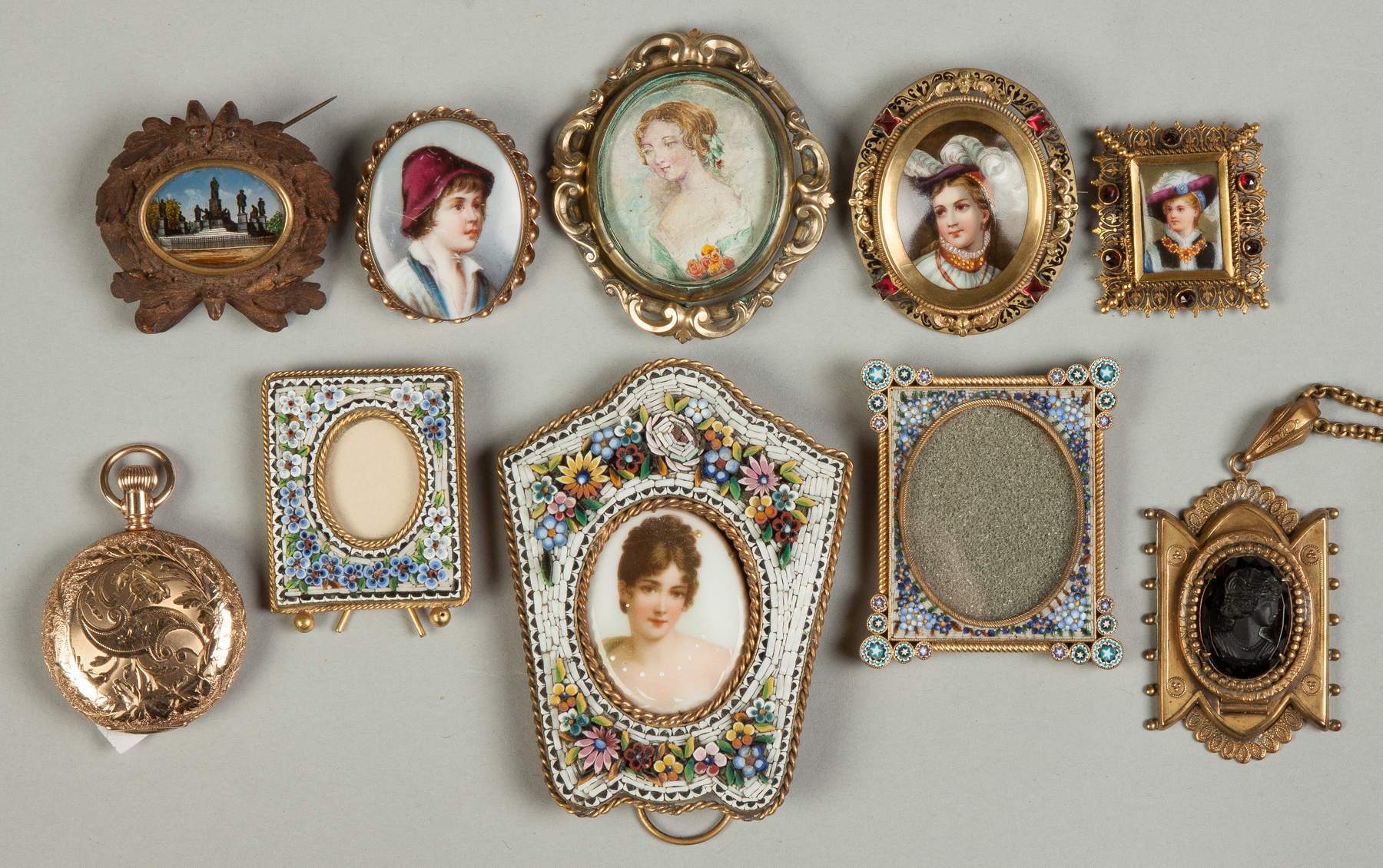 Various Miniature Frames, Brooches, etc. Cottone Auctions
