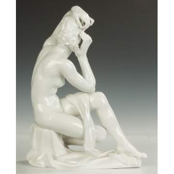 Robert Ullman (Austrian, 1903-1966) Porcelain Seated Nude Sculpture