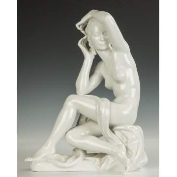 Robert Ullman (Austrian, 1903-1966) Porcelain Seated Nude Sculpture