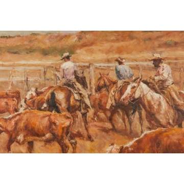 Pal Fried (Hungarian/American, 1893-1976) Cattle Roundup