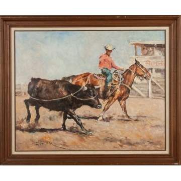Pal Fried (Hungarian/American, 1893-1976) Lassoing the Bull