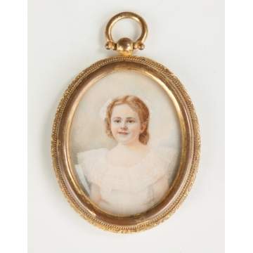 Miniature of a Young Girl in Engraved Brass Case