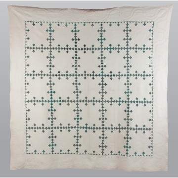 Pieced Quilt, with Blue Irish Chain