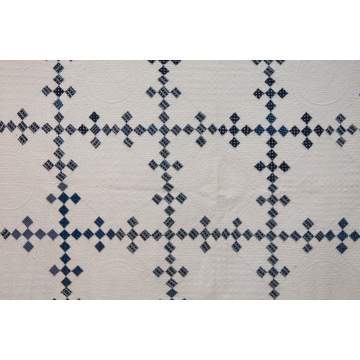 Pieced Quilt, with Blue Irish Chain