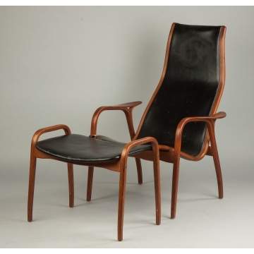 Yngve Ekström Lamino Chair and Ottoman for Swedese Mobler