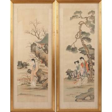 Two Chinese Watercolors on Silk