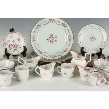Group of Chinese Export Plates, Saucers, Cups, Creamers, etc