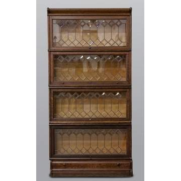 Macey Stacking Bookcase with Leaded & Beveled Glass Doors and Drawer