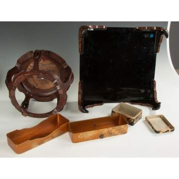 Group of Asian Items together with Chinese Silk Embroideries