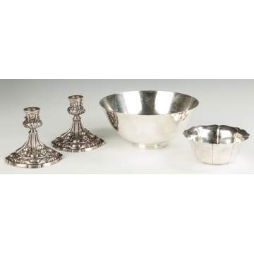 Sterling Candlesticks & Tiffany Bowls