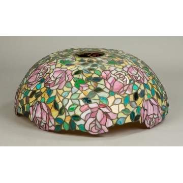 Large Leaded Glass Floral Domed Shade
