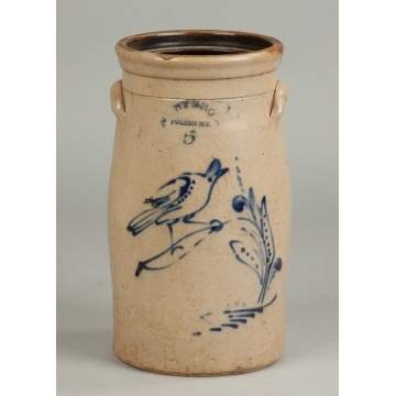 Hart Brothers Fulton, NY, Five Gallon Churn with Bird & Floral