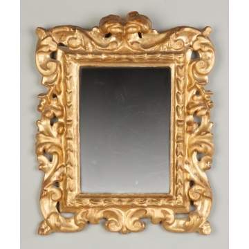 Pair of Carved & Gilded Diminutive Italian Mirrors