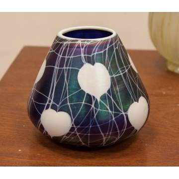 Blue Imperial Glass Vase with Leaf & Vin
