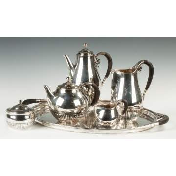 Fine Georg Jensen Sterling Silver 6-Piece Tea Set - Cosmos Pattern