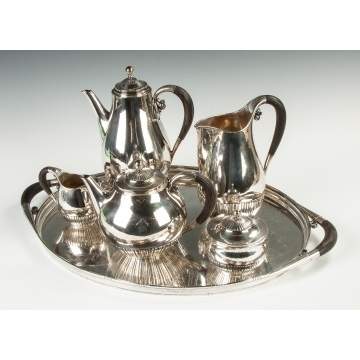 Fine Georg Jensen Sterling Silver 6-Piece Tea Set - Cosmos Pattern