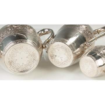 James Ross, Glasgow, English Sterling Silver 4-Piece Tea Set