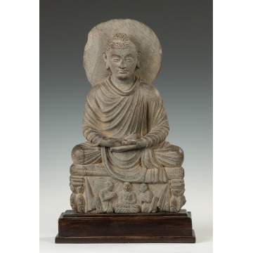 Gandahara Grey Schist Carved Buddha