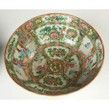 Rose Medallion Hand Painted Porcelain Punch Bowl