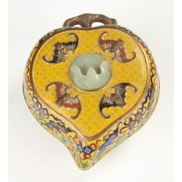 Fine Chinese Cloisonne Peach Shaped Covered Box