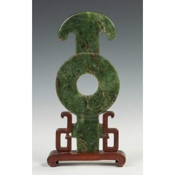 Early Spinach Jade Carved Bi Disk