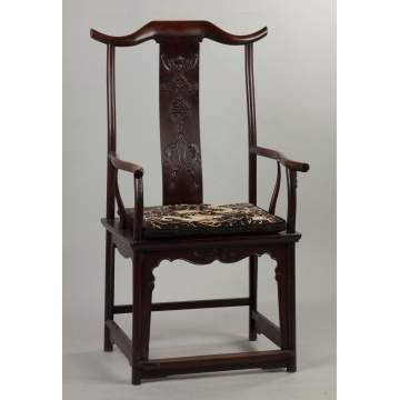 Chinese Carved Hardwood Arm Chair