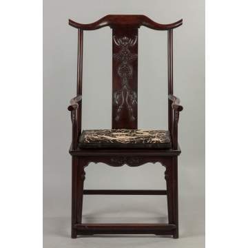 Chinese Carved Hardwood Arm Chair