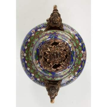 Chinese Cloisonne and Gilt Bronze Censor