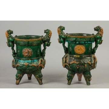 Pair of Chinese Fahua Temple Urns
