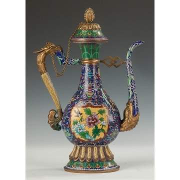 Cloisonne Wine Pot with Dragon Handle