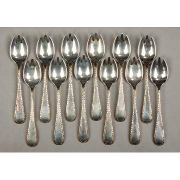 Set of Twelve Old Newbury Crafters Sterling Silver Vermeil Ice Cream Spoons