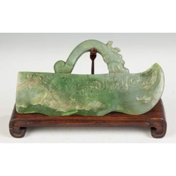 Chinese Jade Ceremonial Hatchet with Dragon Handle