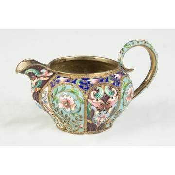 Russian Enameled Silver Creamer