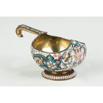 Russian Enameled Silver Kovsh