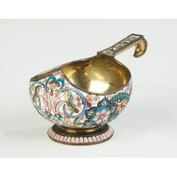 Russian Enameled Silver Kovsh
