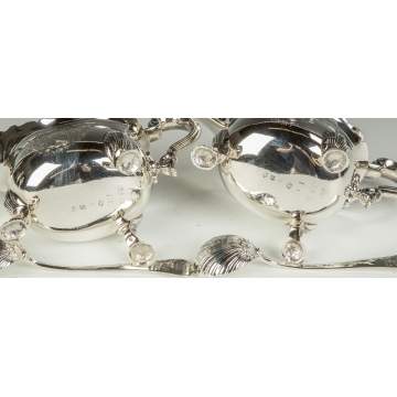 Pair of George II Sterling Silver Sauce Boats and Spoons