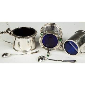 Three English Sterling Silver Mustard Pots