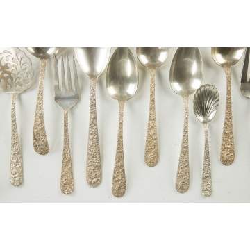 Group of S. Kirk & Son Co. Repousse Sterling Silver Flatware and Serving Pieces