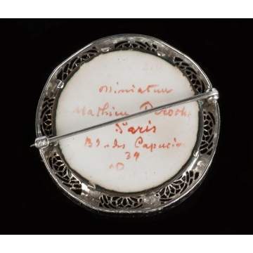 14K Gold, Diamond & Enameled Brooch with Miniature Portrait