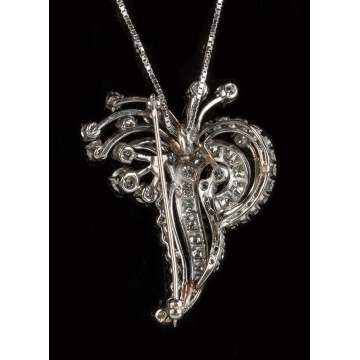 Ladies White Gold and Diamond Spray Style Vintage Brooch 