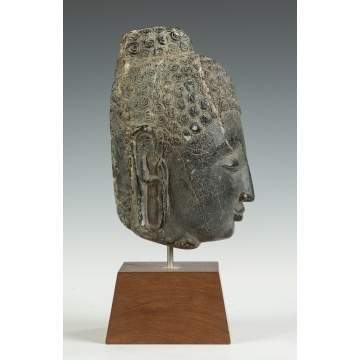 Early Chinese Carved Stone Head of Buddha