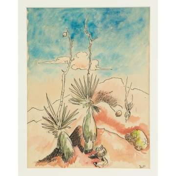 Thomas Hart Benton (American, 1889-1975) Yuccas in Mountain Landscape