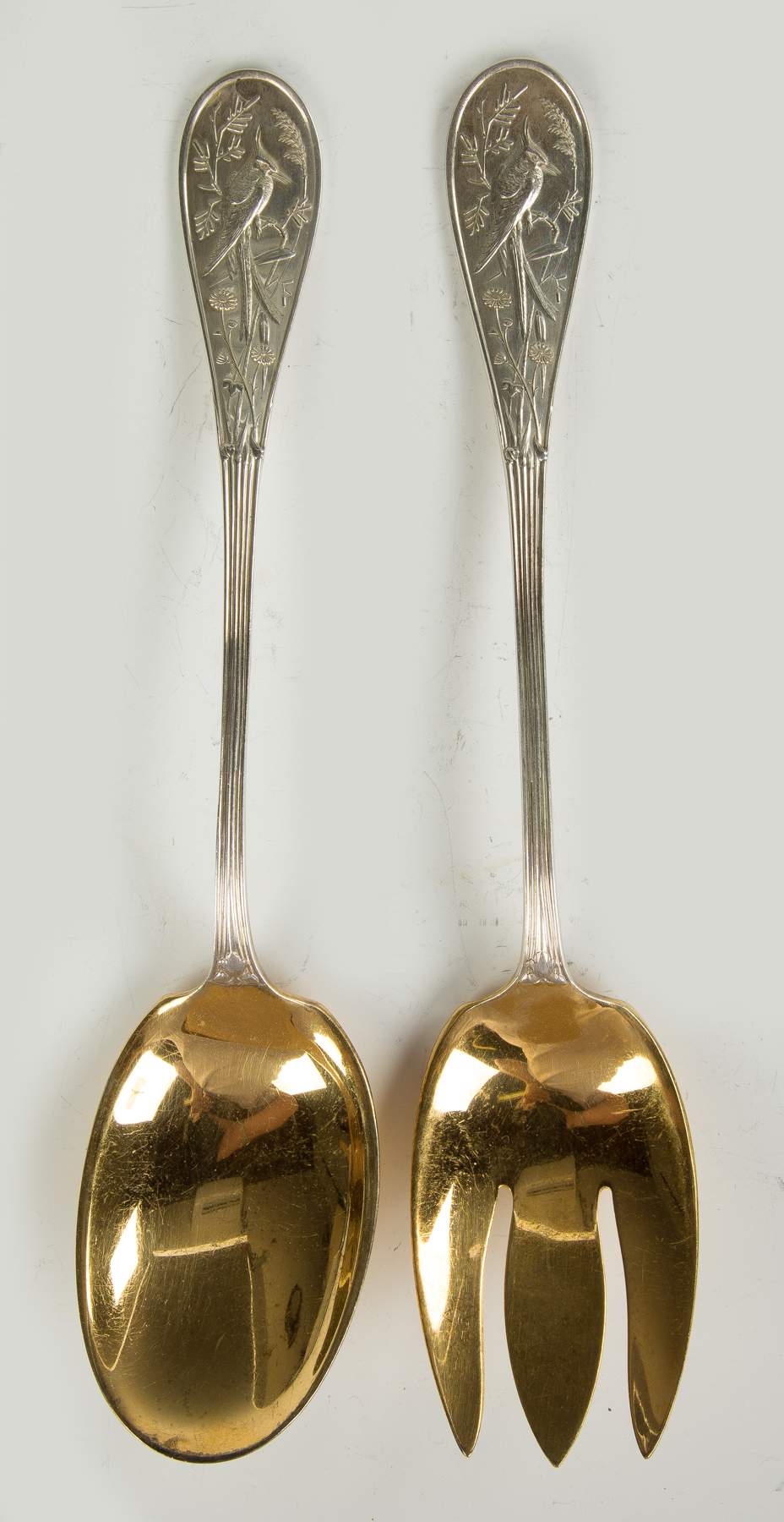 Tiffany & Co. Sterling Silver Serving Spoon and Fork Audubon Pattern