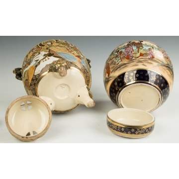 Japanese Satsuma Censor and Covered Jar
