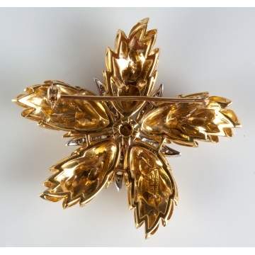 Tiffany & Co. 18K Gold, Diamond & Sapphire Floral Brooch