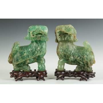 Pair of Bowenite Foo Dogs