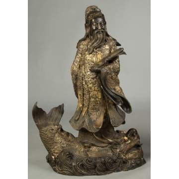 Gilded Bronze Chinese Scholars on Creatures