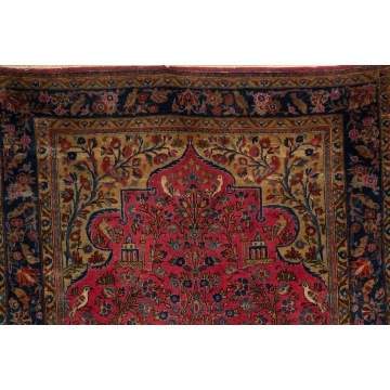 Kashan Oriental Prayer Rug with Birds & Animals