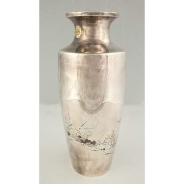 Japanese Sterling Silver and Mixed Metal Vase